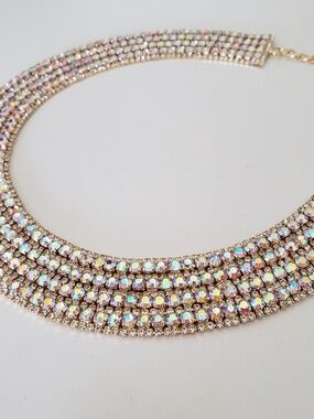 Natasha Opalescent Crystal Bib Necklace